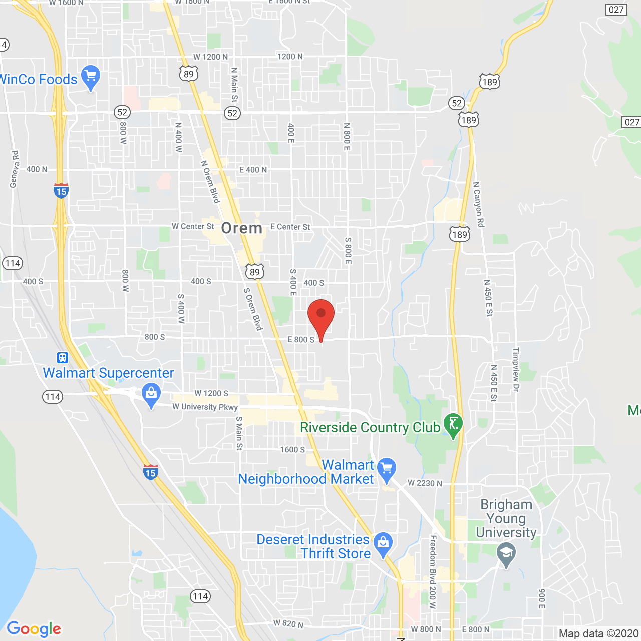 Google map image of our location in 594 East 800 South 594 East 800 South Orem, UT